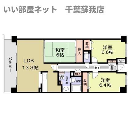 シャトーイノハナの間取り|ひと味違う？不動産屋のイメージを変えたい！『いい部屋ネット千葉蘇我店』へ是非お越しください♪