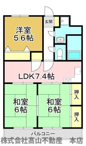 宗像市光岡の賃貸マンションの間取り