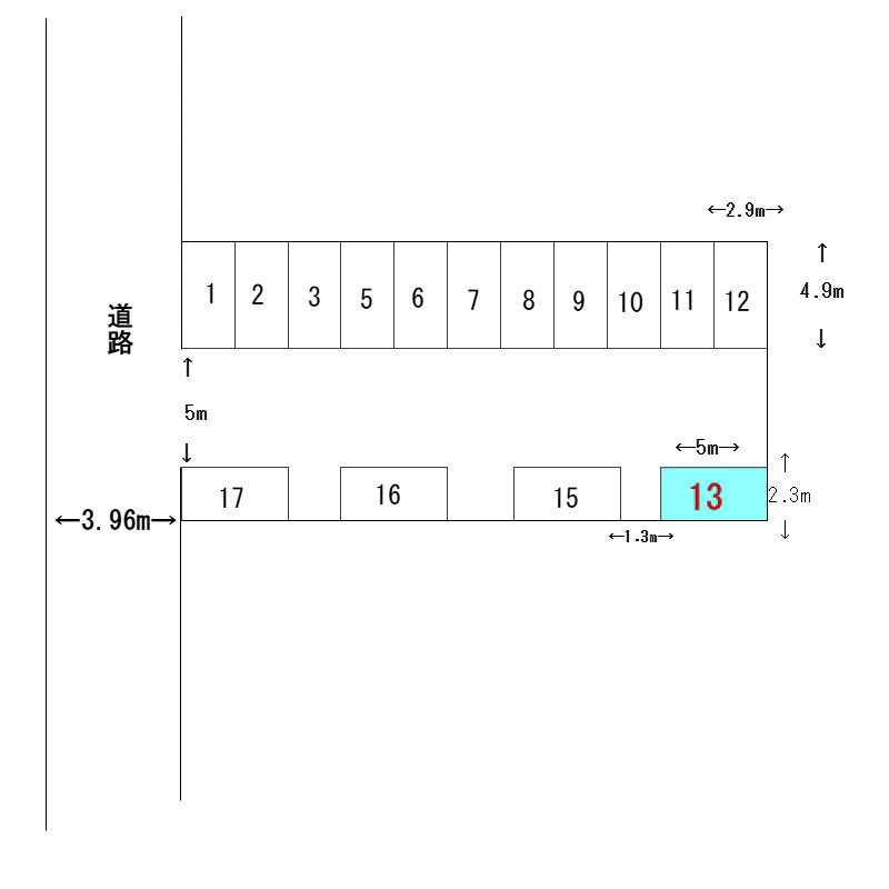 富多屋不動産株式会社駐車場(軽・小型専用）の区画図
