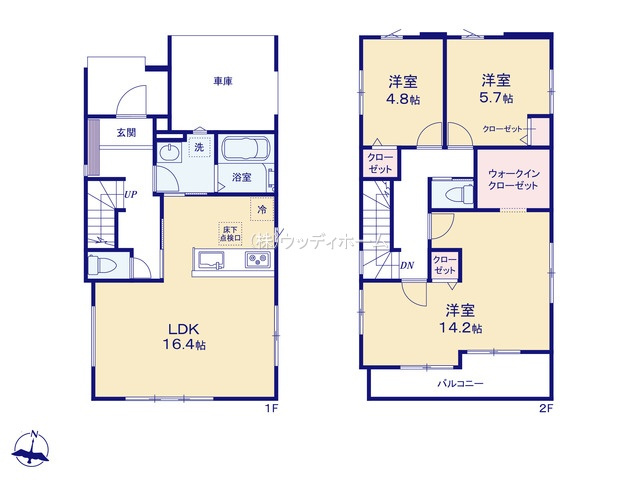 越谷市恩間9期　新築一戸建ての間取り