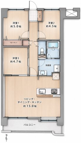 ライオンズマンション中の島通りの間取り