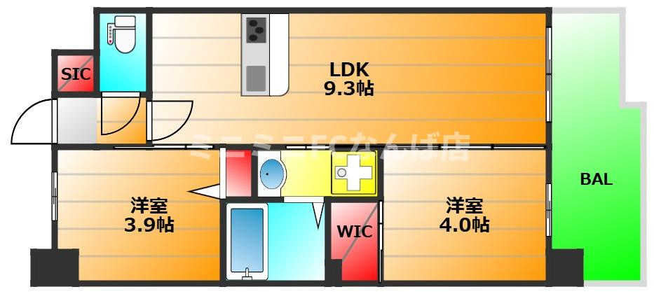 セレニテフラン谷町四丁目アリエの間取り|現状有姿