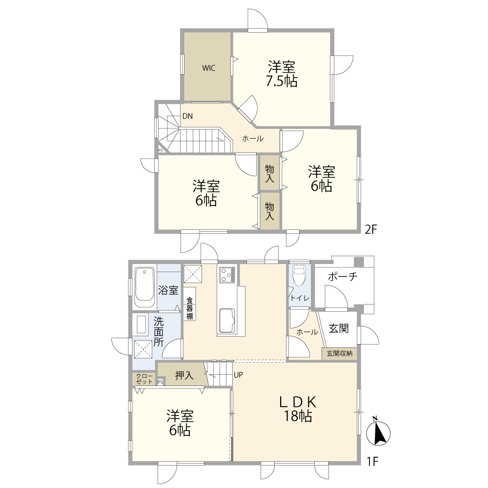 曙12条1丁目　一戸建ての間取り|建物面積103平米（約31坪）、築15年コスモ建設施工の４LDK