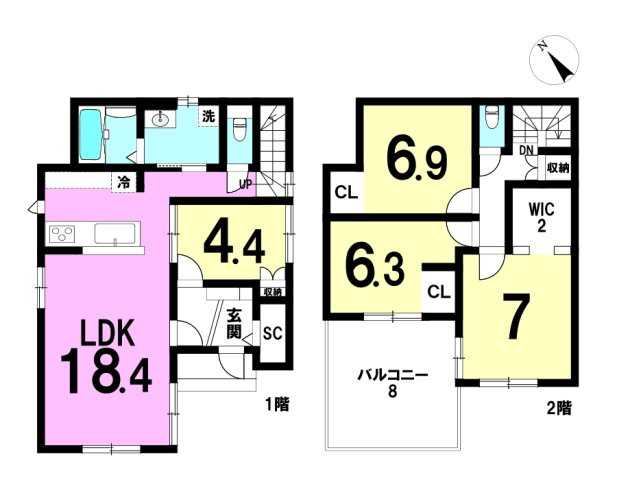高丘北四丁目 1期の間取り|4LDK+WICの間取りになります。
