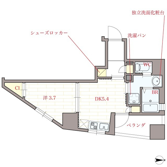 オリエンタル南堀江の間取り|現状有姿