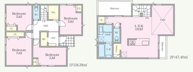 泉区岡津町 新築戸建 5180万円の間取り