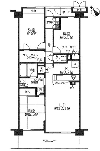 【中古マンション】サンクレイドル東海グランデの間取り
