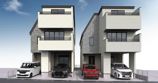 福岡市博多区光丘町３丁目の新築一戸建の外観パース| 