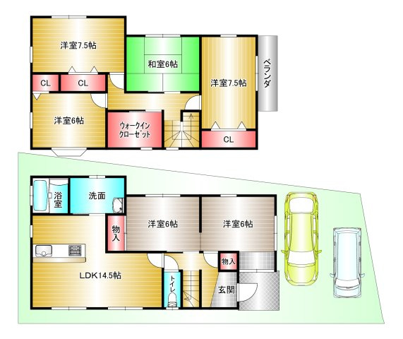 和歌山市有本　中古一戸建ての間取り