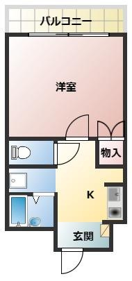 【間取り】 | ベルメゾン鯉池 | 1Kタイプのお部屋です（反転タイプ有り）