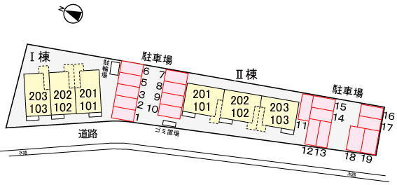 ヴィラシャルマンⅠの区画図|駐車場