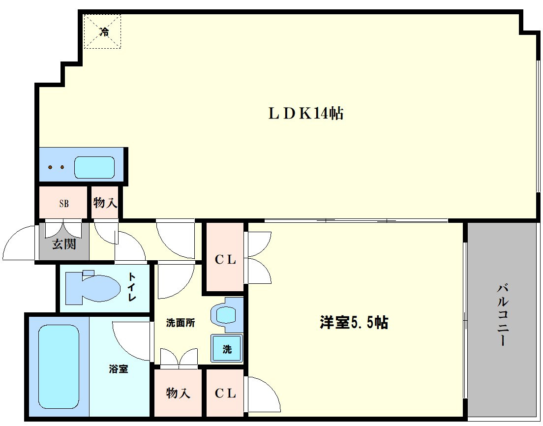 大阪市中央区西心斎橋１丁目の賃貸マンションの間取り