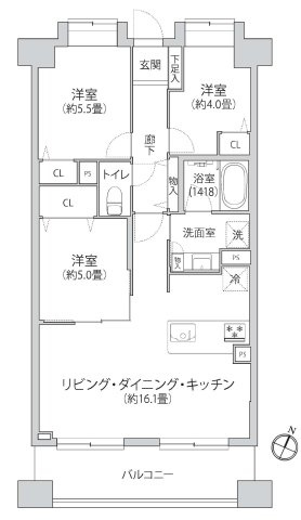 レクセル篠崎（7階部分）／仲介手数料無料／内装新規フルリノベーションの間取り