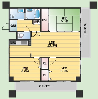 【間取り】 | アビタシオン橋本Ⅰ