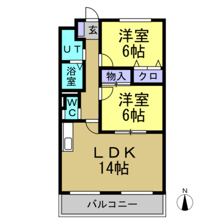 ハイツヤマオの間取り|反転間取りです。