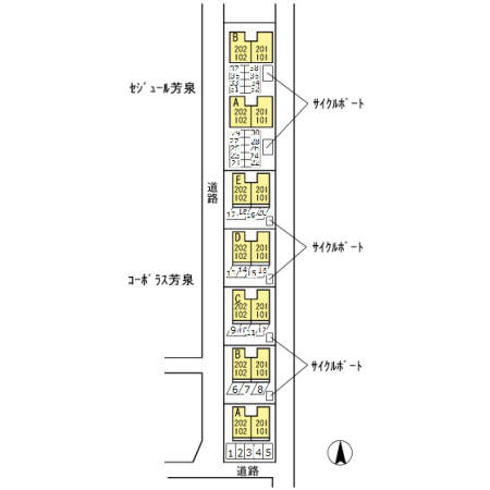 コーポラス芳泉　C棟の区画図