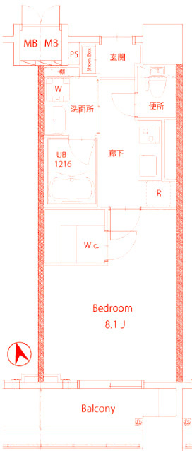 鎌倉市大船１丁目の賃貸マンションの間取り|洗面台とトイレが別の空間になります♪