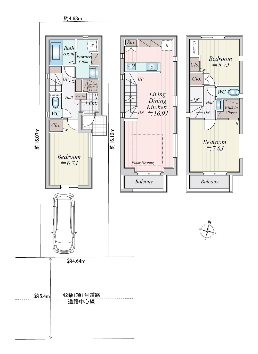 瑞穂区中根町５丁目新築戸建の間取り