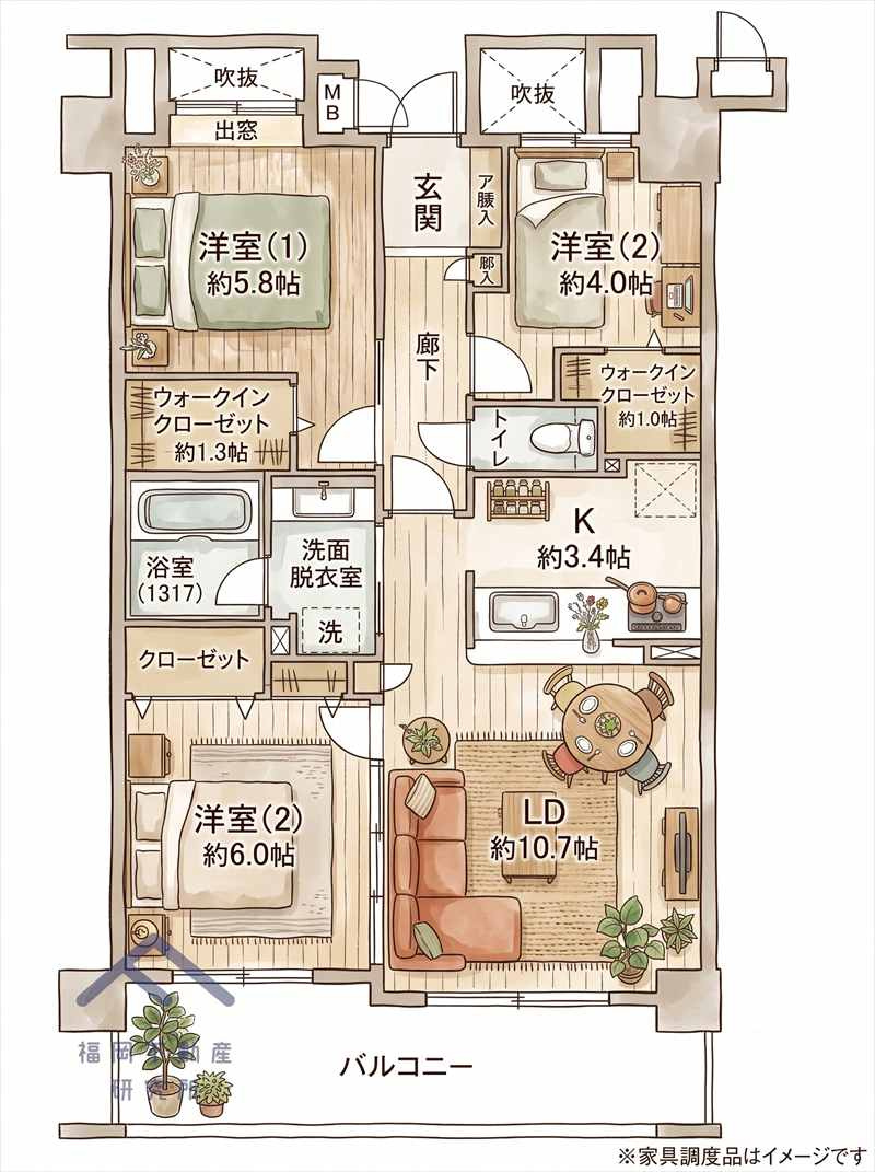 コスモ警固ロイヤルフォルムの間取り
