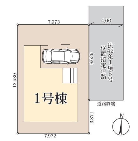 三郷市　鷹野1丁目　新築戸建　全1棟の区画図|区画図です