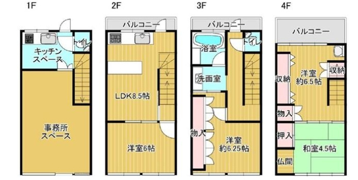 東成区中本1丁目貸店舗付き住居の間取り