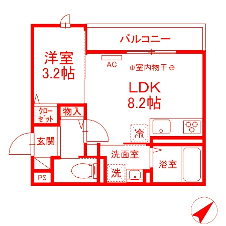 平塚市夕陽ケ丘のアパートの間取り