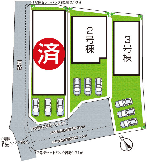 加古川市野口町坂元　新築一戸建ての区画図|全3区画