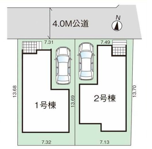 八潮市　大瀬　新築戸建　全2棟の区画図|区画図です