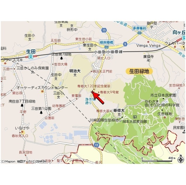 川崎市多摩区東三田３丁目の賃貸マンションの地図