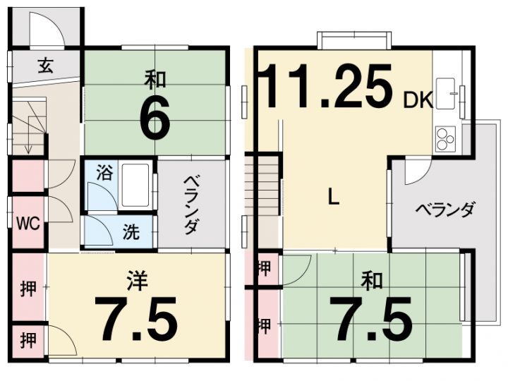 松山市溝辺町　中古戸建　３ＬＤＫの間取り
