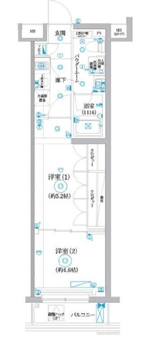 練馬区中村南２丁目の賃貸マンションの間取り