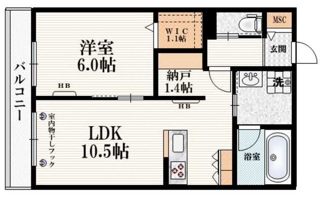 Ｒｅｓｉｄｅｎｃｅ　Ｇ　経堂の間取り|ウォークインクローゼットに納戸もあります