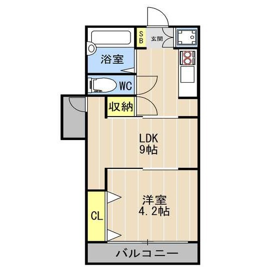 熊本市中央区下通２丁目の賃貸マンションの間取り