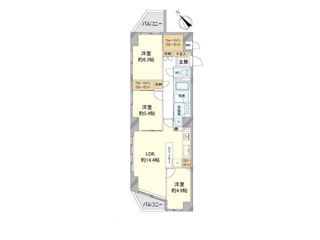 プレジャーガーデン葛西（5階部分）／仲介手数料無料／内装新規フルリノベーションの間取り