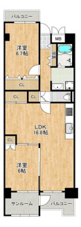 【間取り】 | 近鉄南港ガーデンハイツ２４号棟 | 【全室６帖以上の２ＬＤＫ】ゆとりある住まいでのびのび新生活をここではじめませんか♪