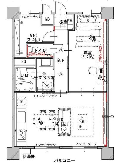 ファミール西八王子Ａ号棟（２号棟）の間取り|～収納豊富な1LDK＋ウォークインクローゼットの間取り～
