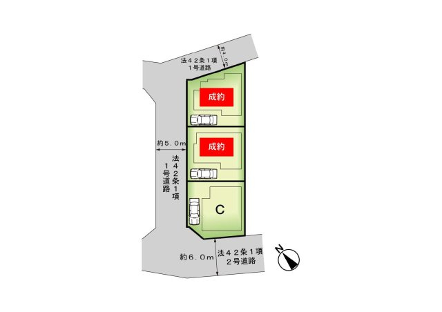 練馬区土支田３丁目全３棟新築分譲住宅の区画図