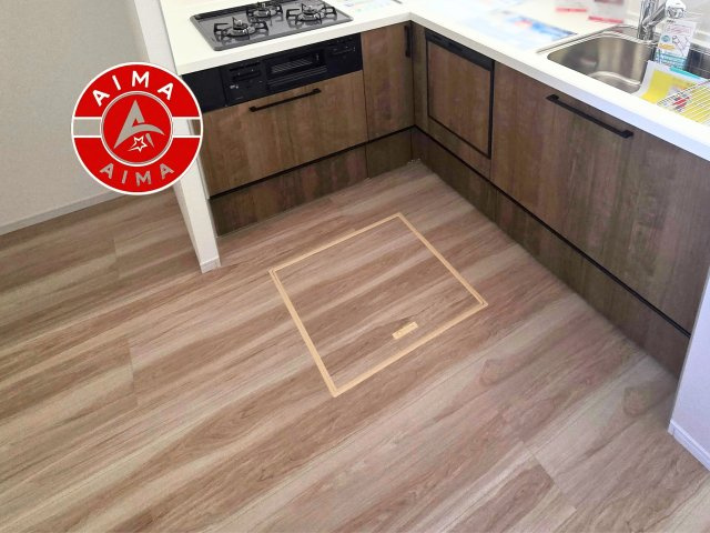 福岡市博多区板付4丁目第2-3棟（3号棟）　の内観：施工例|ご家族を近くに感じられる対面キッチンのLDK。会話もはずみそうですね。