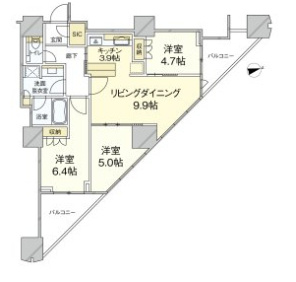 富久クロスコンフォートタワーの間取り