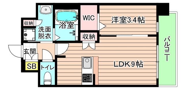 大阪市鶴見区浜４丁目の賃貸マンションの間取り