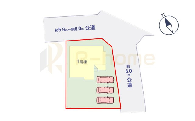 ひたちなか市東石川8期　新築戸建て　1号棟の区画図|大きなお買い物だからこそ、メリット・デメリットを伝えさせて頂きます。
R-homeにお任せください♪