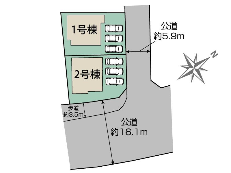 知多市つつじが丘3丁目5番1『仲介手数料無料』新築一戸建て・建売の区画図