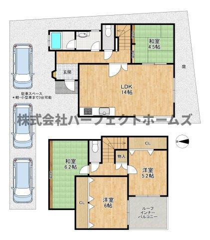枚方市尊延寺５丁目の一戸建ての間取り