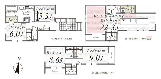 【参考プラン】 | 品川区西五反田４丁目　建築条件付き売地 | 広々約23帖のLDKを備えた、ゆとりある参考プランをご用意