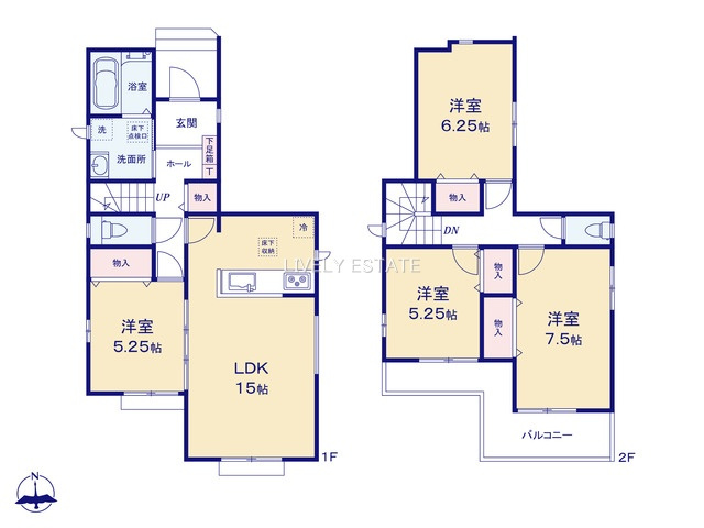 草加市西町 新築分譲住宅 全4棟 B号棟の間取り