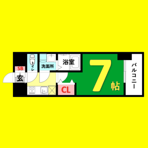S-RESIDENCE茶屋ヶ坂　名古屋市賃貸　仲介手数料無料の間取り