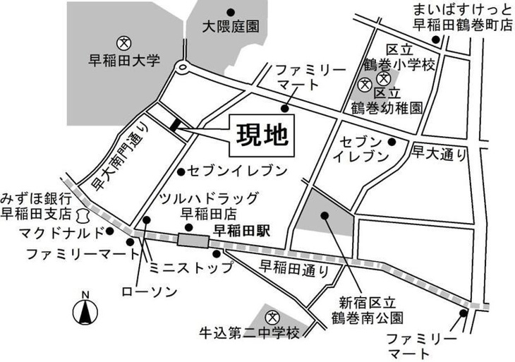 【地図】MTレジデンス早稲田 