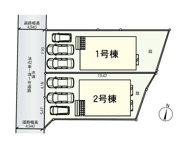 福岡市早良区干隈5丁目第16-2棟（1号棟）の区画図|配置図（1号棟）