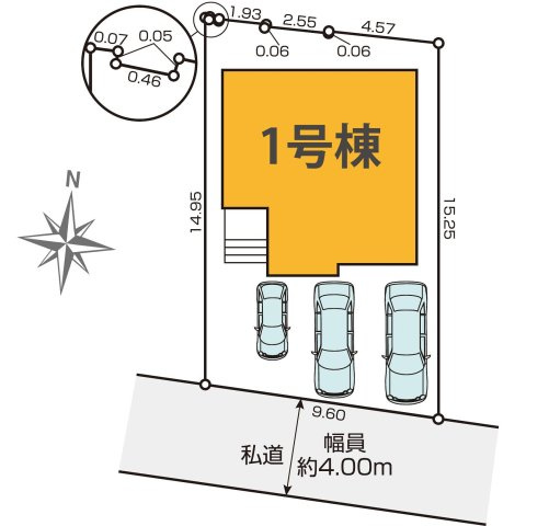 西武多摩川線 新小金井駅 13分 新築戸建 小金井市東町1丁目の区画図