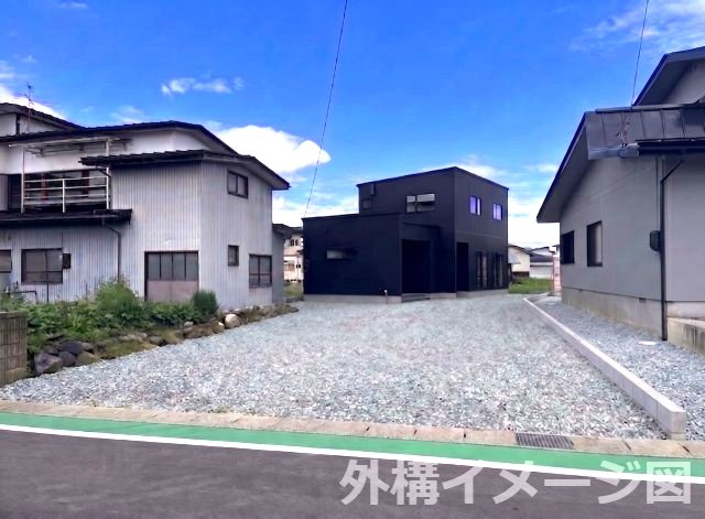 寒河江市大字西根字高畑123-1　新築の前面道路含む現地写真|これから外構工事を予定しています。写真はイメージ図のため、実際とは異なる部分があります。